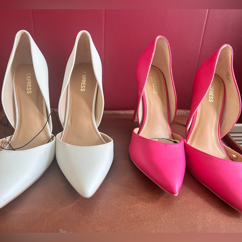Express White & Pink pumps